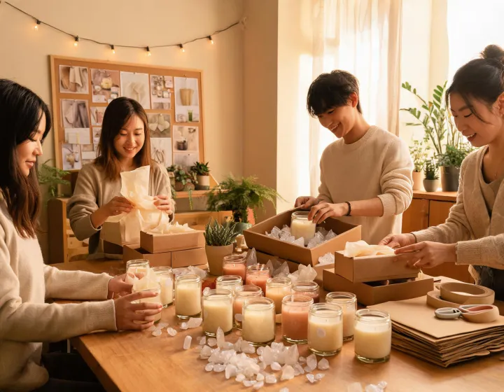 Bath And Body Works team arranging fragrance gifts